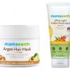 Mamaearth Sunscreen & Argan Hair Mask is specially formulated to reduce hair fall and treat damaged hair. It deeply conditions your hair and reduces frizz.