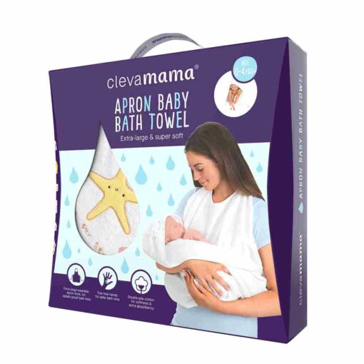 clevamama-soft-cotton-apron-baby-bath-towel-select-range-white-honey