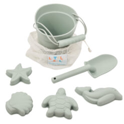 little-sol-silicone-beach-bucket-and-spade-6-pc-set-sage-green