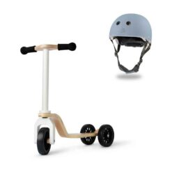 Outfitted with 3 EVA airless tires & non-toxic handlebar grips for comfortable riding, this Toddler Scooter + Helmet is the ultimate play outlet.