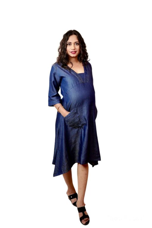 tummy-asymatrical-denim-maternity-dress-with-side-pockets