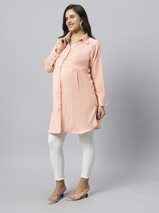 tummy-organic-cotton-maternity-dress-with-drawstring-peach